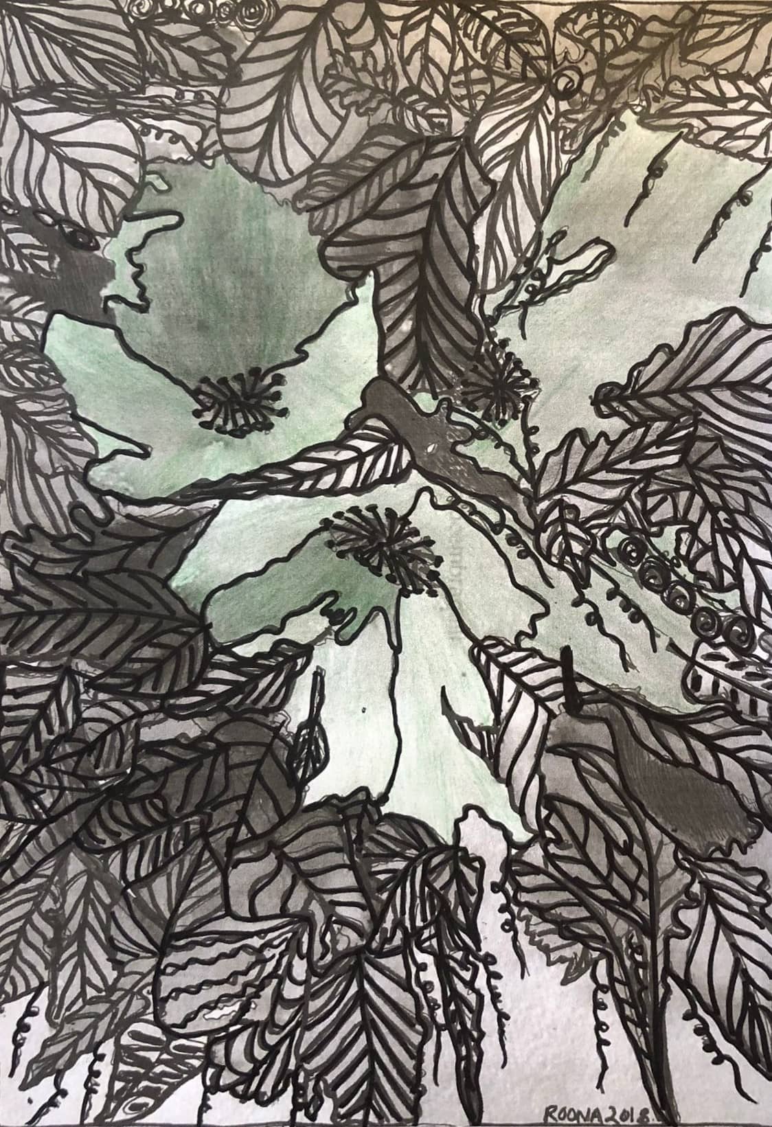 Abstract mixed media painting